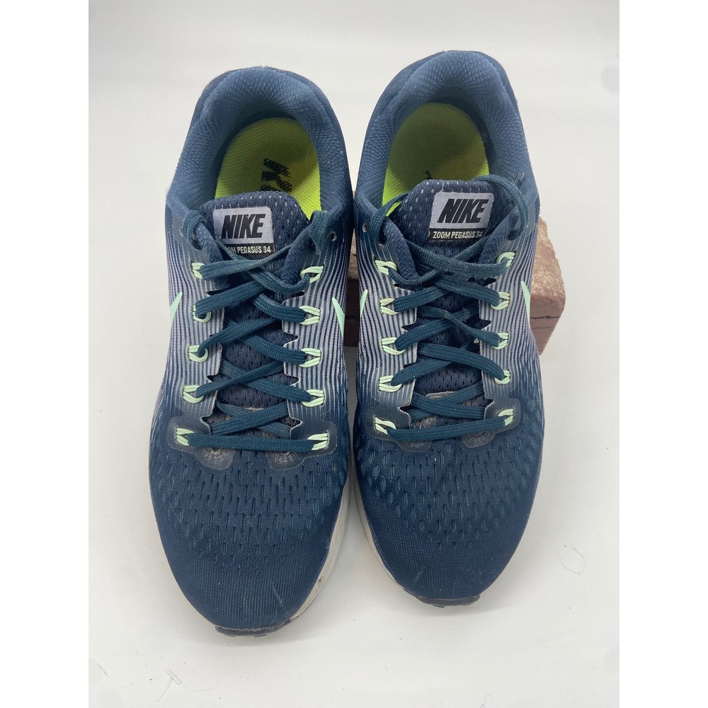 Nike Air Zoom Pegasus 34  Navy Blue/ Mint/ Gray‎ Running Shoes 880560-405 Sz 9